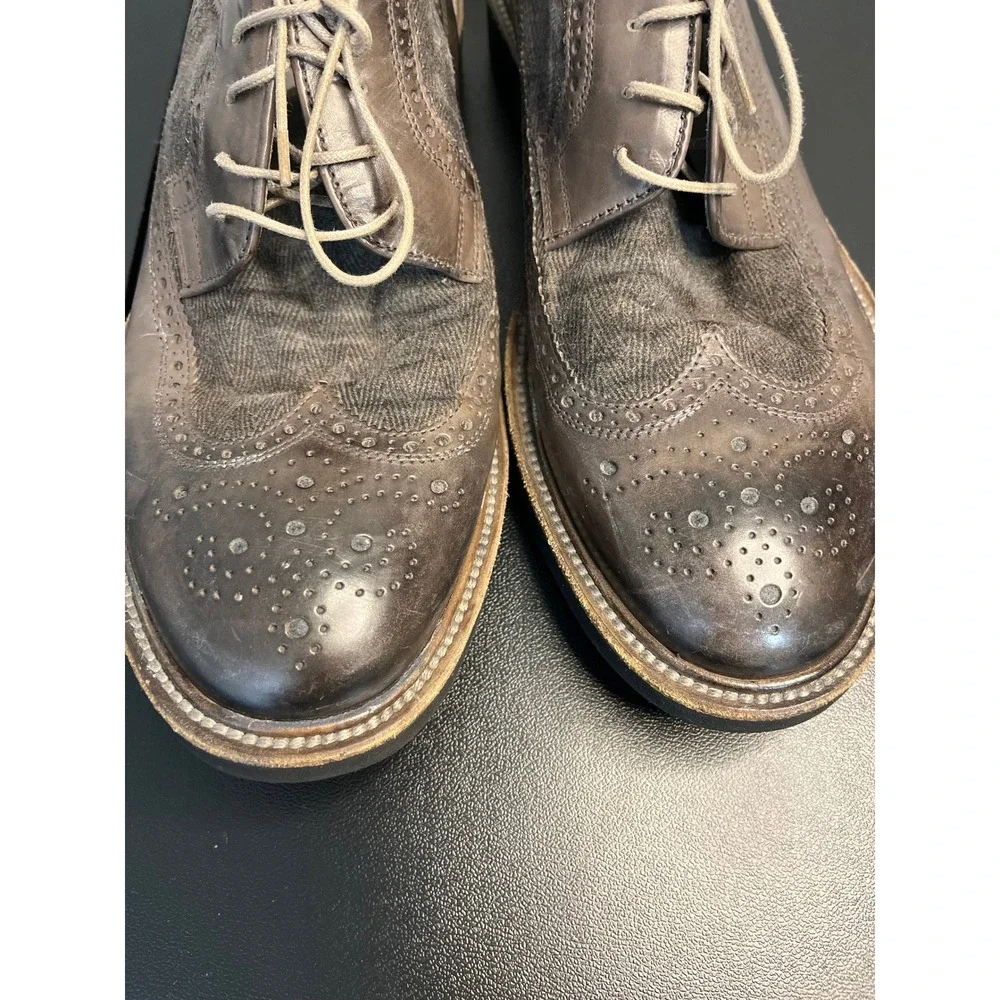 Jennifer Tattanelli Mens Brown Wingtip‎ Brogue Oxford Shoes Leather Suede Italy